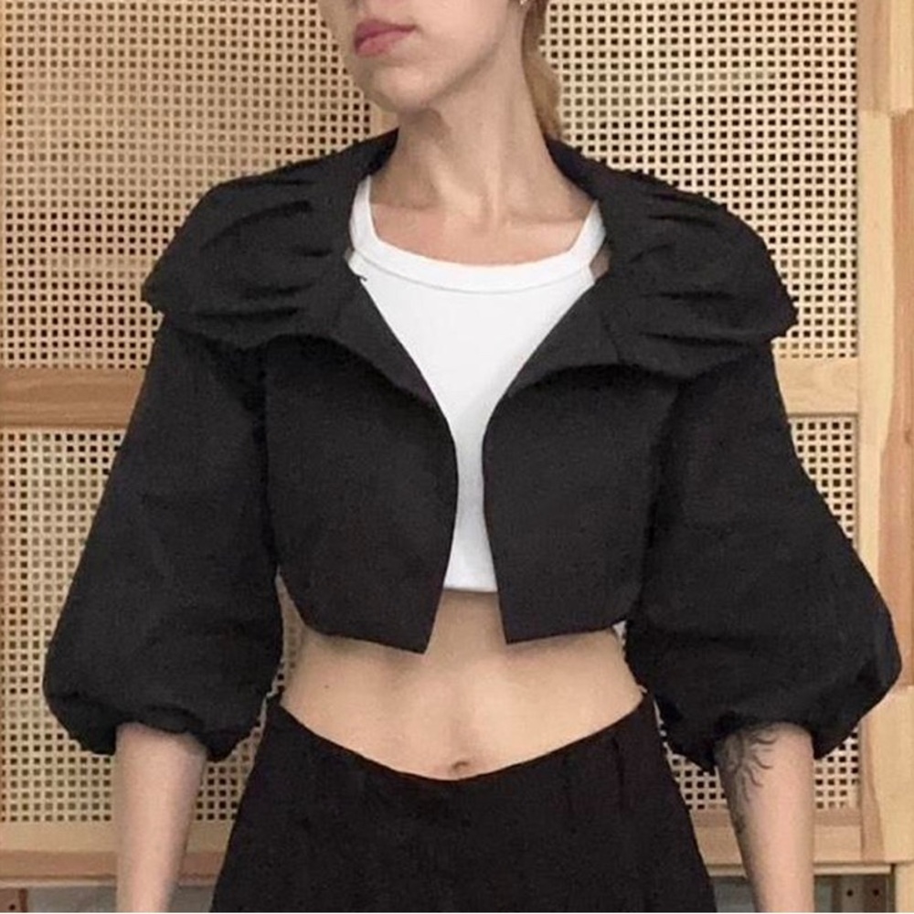 BCBG Max Azria Heavy Tafetta Bolero Cropped Jacket